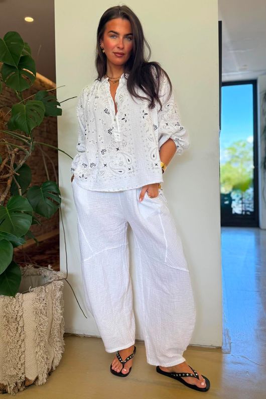 Ole Bubble Cotton Bandana Laurie Blouse White